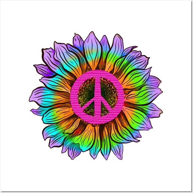 Rainbow flower with peace symbol Wall Art by Sitenkova